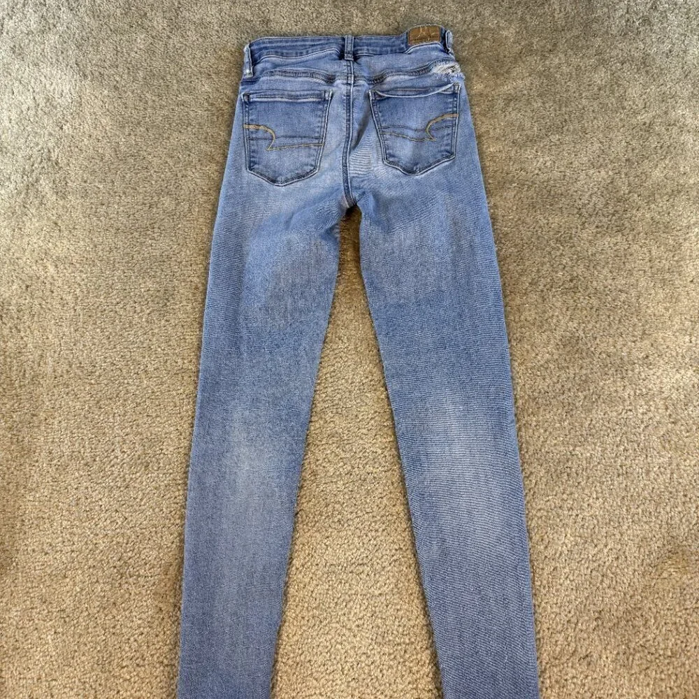 American Eagle Jeans Women Sz 2 Blue Denim Hi Rise Jegging Next Lvl Stretch F457